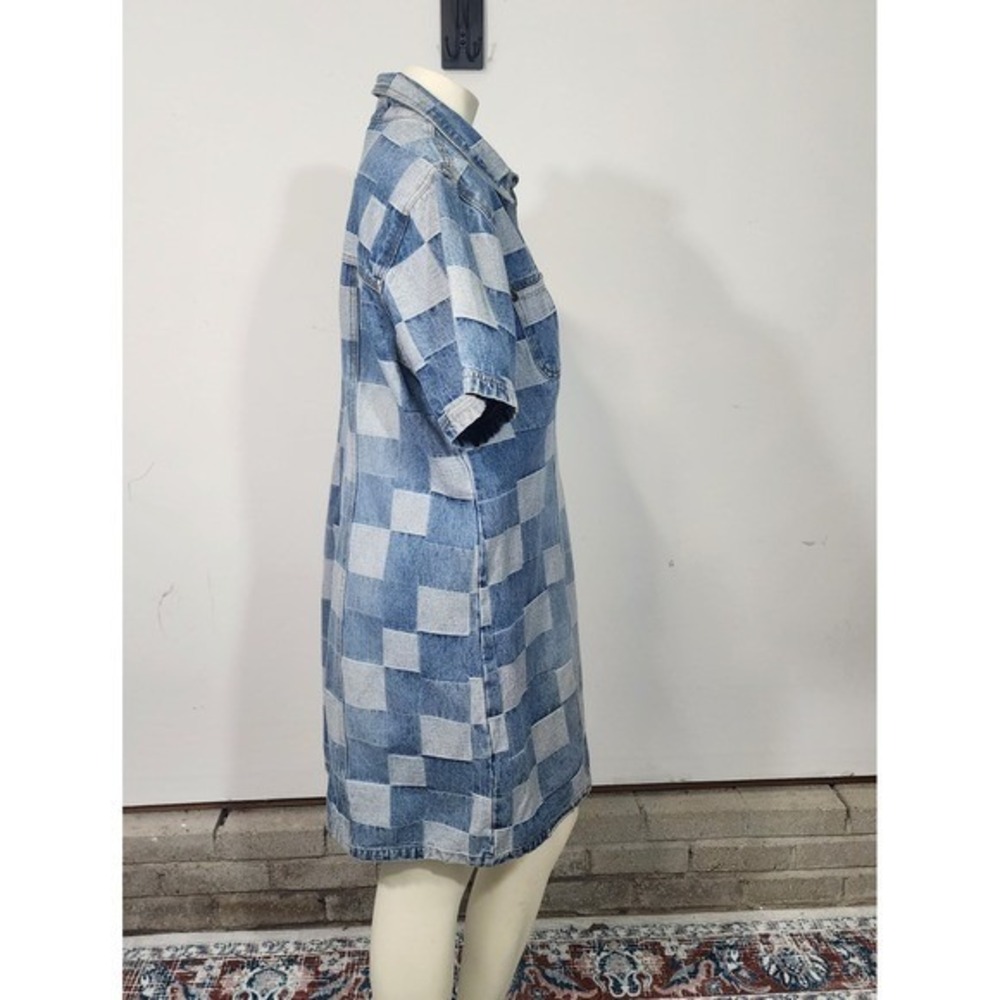 Ashley Stewart Blue Patchwork Denim Mini Dress - Picture 8 of 12